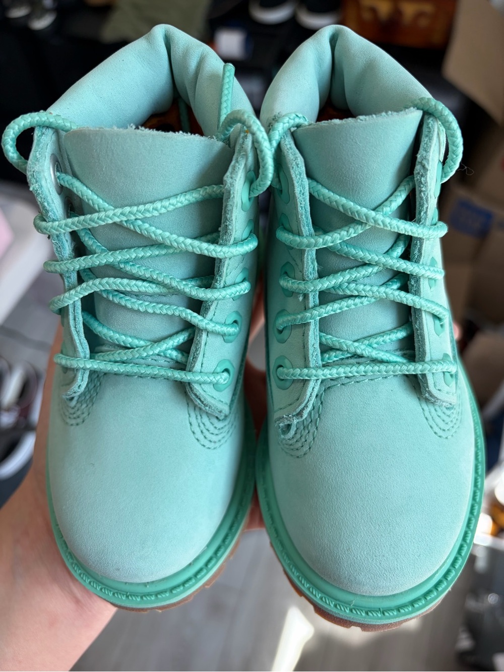NEW Timberland 50th Anniversary Premium 6” Waterproof Boots Light Green Nubuck - Picture 8 of 16